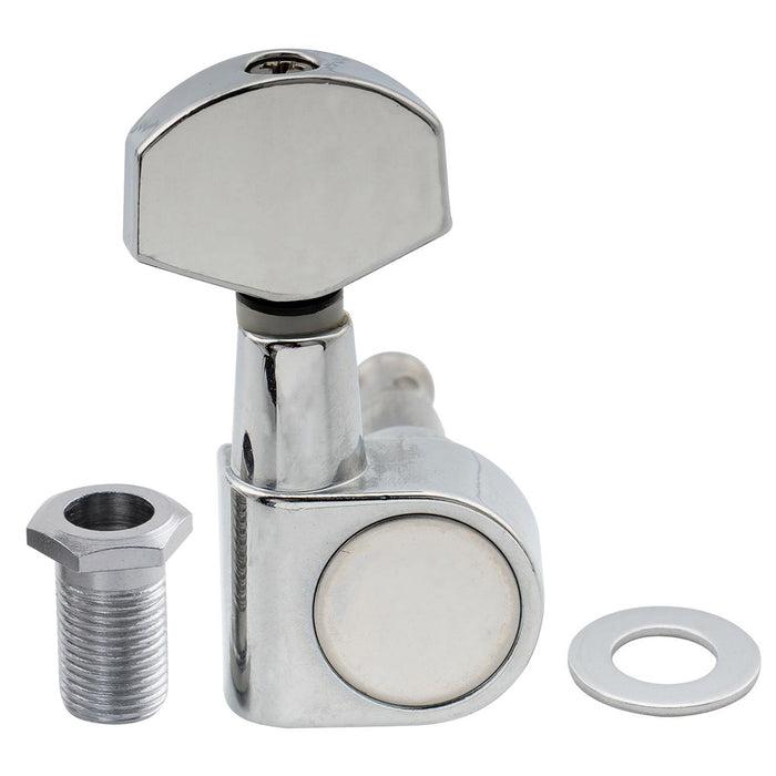 Musiclily Pro R15J Single 15:1 Ratio 2-Pin Full Sealed Machine Head Bass Side Tuner Tuning Peg Key with Hex Button for SQ Strat Tele Style Electric Guitar