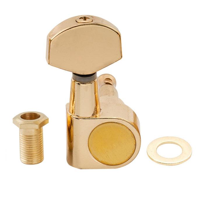 Musiclily Pro R15J Single 15:1 Ratio 2-Pin Full Sealed Machine Head Bass Side Tuner Tuning Peg Key with Hex Button for SQ Strat Tele Style Electric Guitar