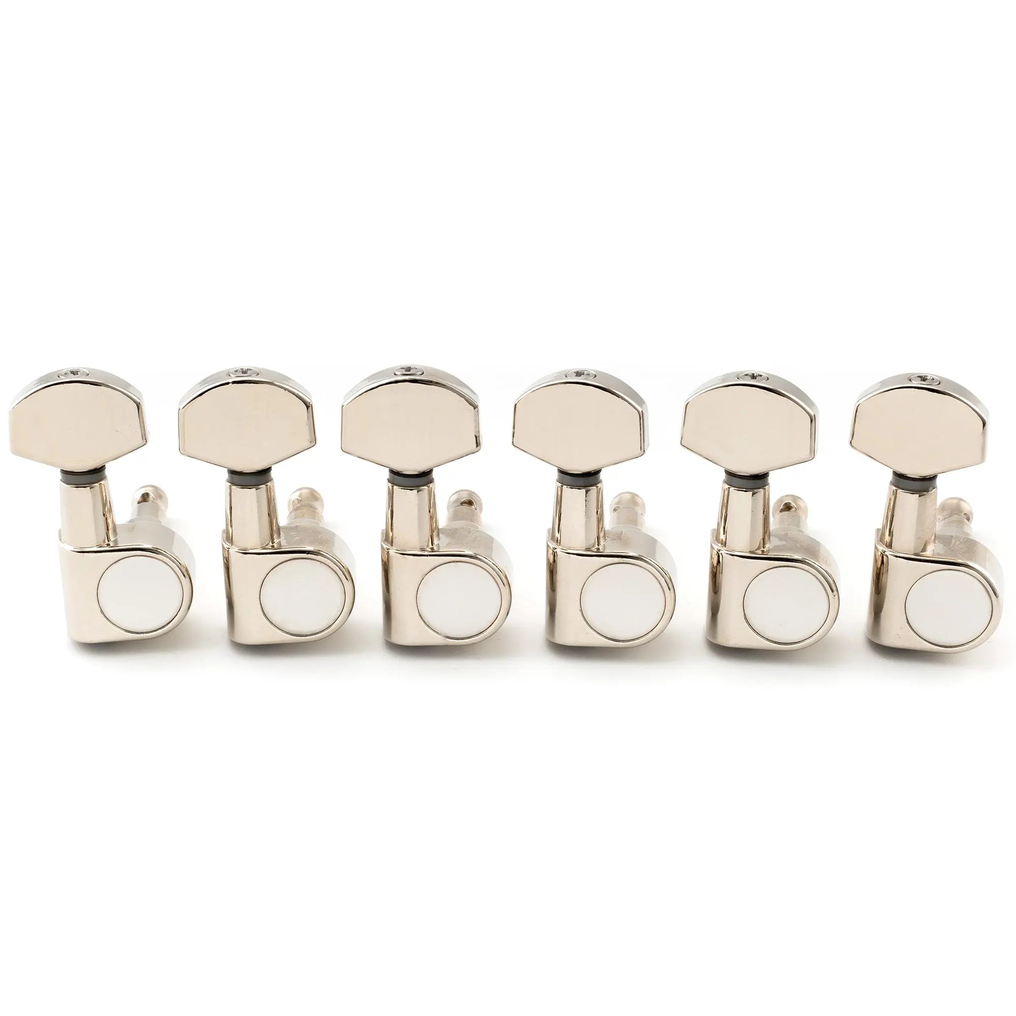 musiclily pro 6 in line 15 1 ratio 2 pin full sealed machine heads tuners tuning pegs keys with hex button for sq strat tele style electric guitar mx1350 6p, nickel