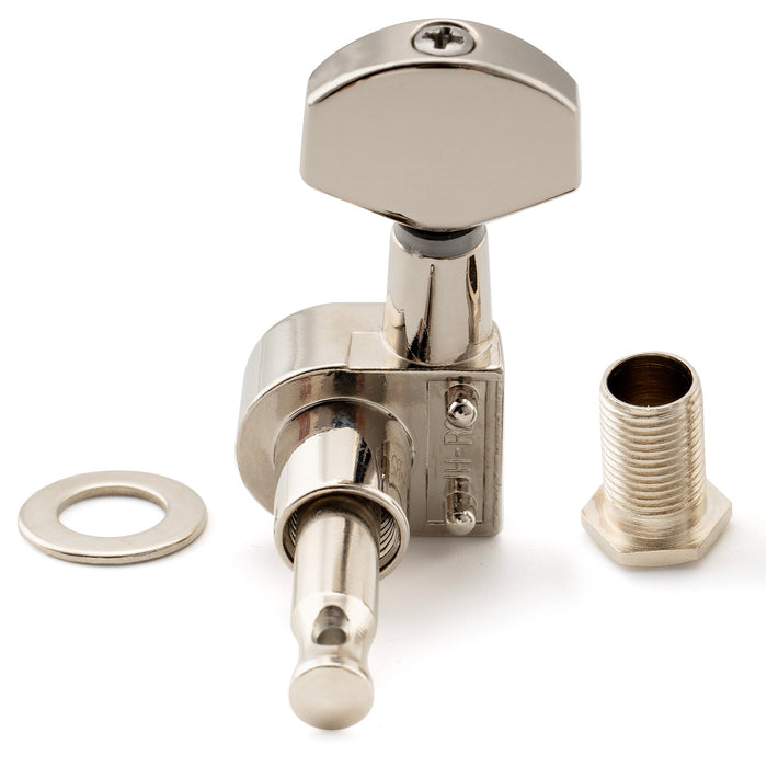 Musiclily Pro R15J Single 15:1 Ratio 2-Pin Full Sealed Machine Head Bass Side Tuner Tuning Peg Key with Hex Button for SQ Strat Tele Style Electric Guitar