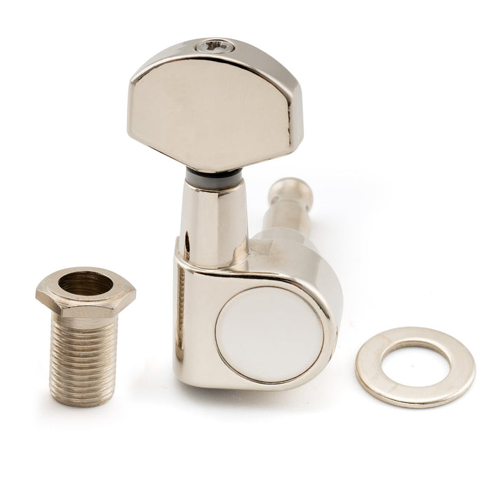 Musiclily Pro R15J Single 15:1 Ratio 2-Pin Full Sealed Machine Head Bass Side Tuner Tuning Peg Key with Hex Button for SQ Strat Tele Style Electric Guitar