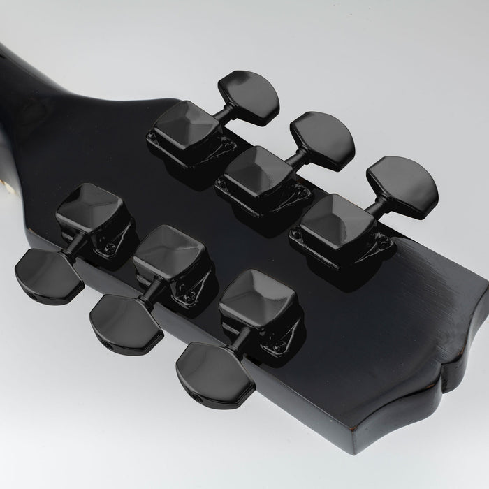 Usage show of musiclily pro 3r3l 15 1 ratio semi closed machine heads tuners tuning pegs keys with big hex button for acoustic electric guitar mx1351 3mx1352 3p