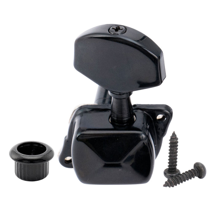 ミュージックリリー Pro R15J シングル 15:1 比率 半密閉式マシンヘッド トレブルサイド チューナー チューニングペグ キー 大型ヘックスボタン付き アコースティック/エレクトリックギター用