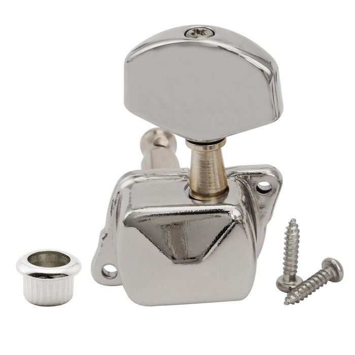 ミュージックリリー Pro R15J シングル 15:1 比率 半密閉式マシンヘッド トレブルサイド チューナー チューニングペグ キー 大型ヘックスボタン付き アコースティック/エレクトリックギター用