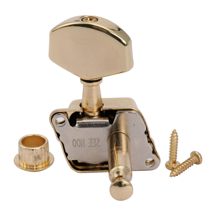 ミュージックリリー Pro R15J シングル 15:1 比率 半密閉式マシンヘッド トレブルサイド チューナー チューニングペグ キー 大型ヘックスボタン付き アコースティック/エレクトリックギター用