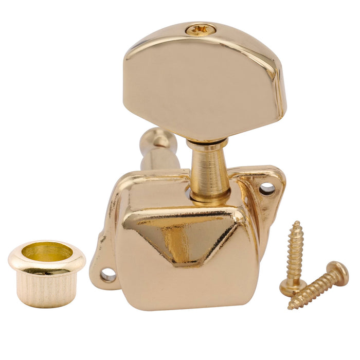 ミュージックリリー Pro R15J シングル 15:1 比率 半密閉式マシンヘッド トレブルサイド チューナー チューニングペグ キー 大型ヘックスボタン付き アコースティック/エレクトリックギター用