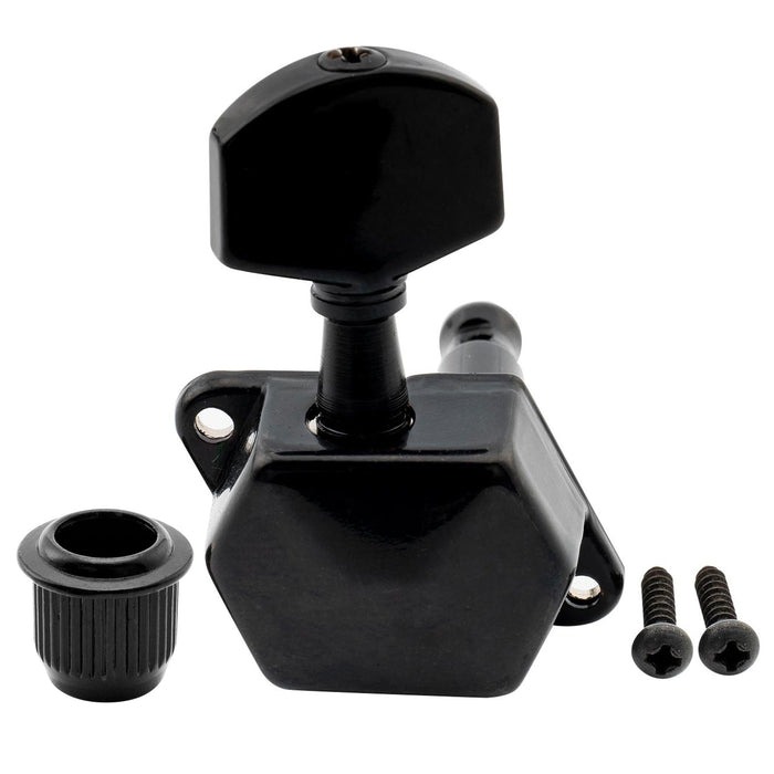 Musiclily Pro R15J Single 15:1 Ratio Semi Closed Machine Head Bass Side Tuner Tuning Peg Key with Hex Button for Strat Tele Style Electric Guitar