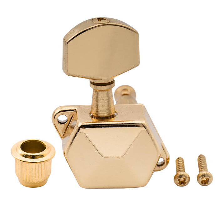 Musiclily Pro R15J Single 15:1 Ratio Semi Closed Machine Head Bass Side Tuner Tuning Peg Key with Hex Button for Strat Tele Style Electric Guitar