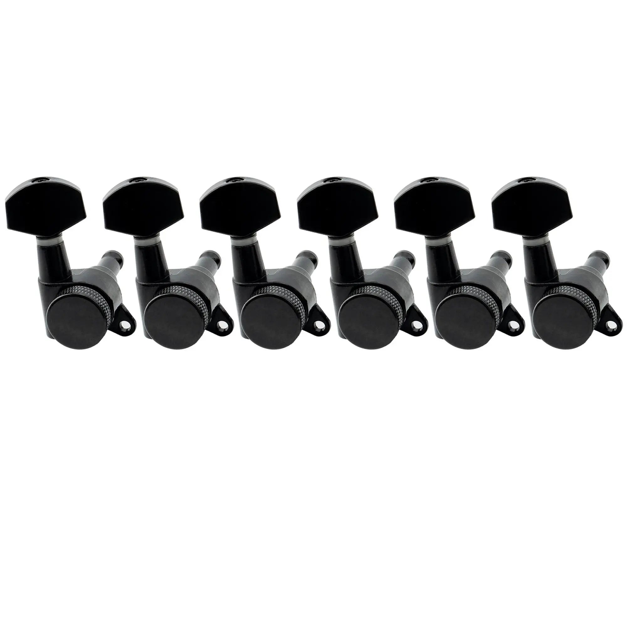 musiclily pro 6 in line guitar locking tuners tuning pegs keys machine heads set for strat tele style guitar mx1368 6p, black