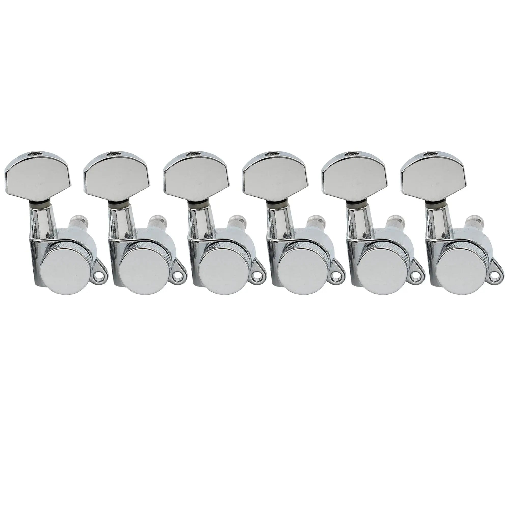 musiclily pro 6 in line guitar locking tuners tuning pegs keys machine heads set for strat tele style guitar mx1368 6p, chrome
