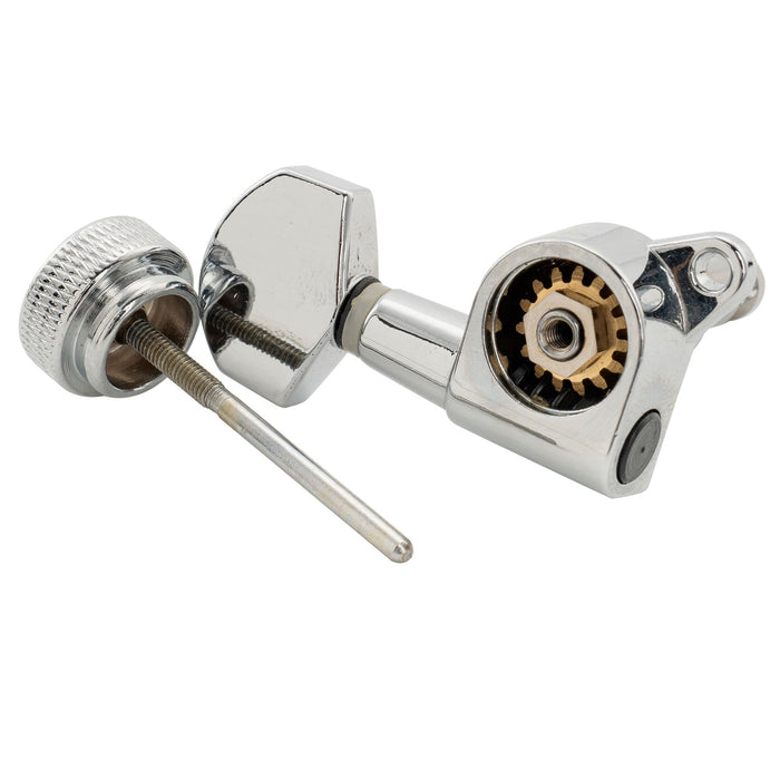Musiclily Pro R15J Single 15:1 Ratio Full Sealed Locking Machine Head Bass Side Tuner Tuning Peg Key with Hex Button for Strat Tele Style Electric Guitar