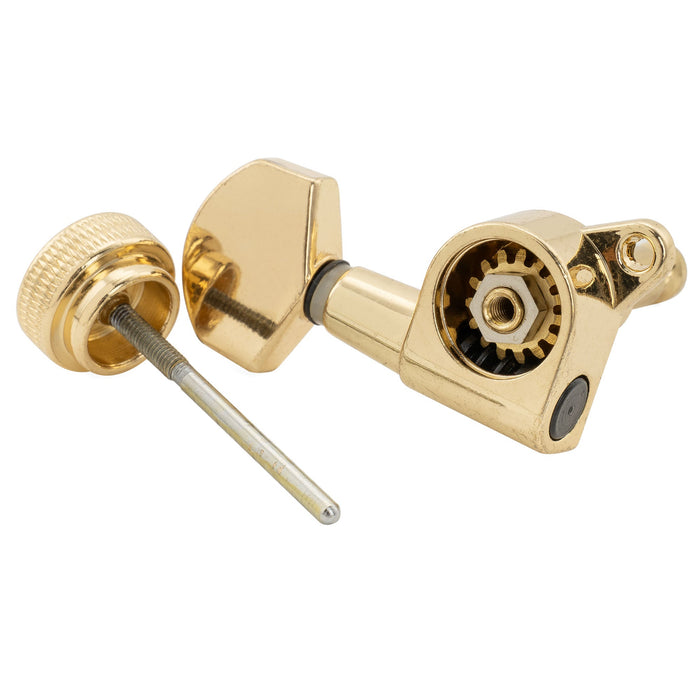 Musiclily Pro Single 15:1 Ratio Full Sealed Locking Machine Head Bass Side Tuner Tuning Peg Key with Hex Button for Strat Tele Style Electric Guitar