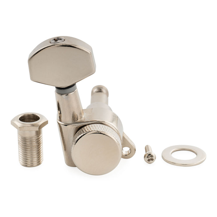Musiclily Pro R15J 6-in-line 15:1 Ratio Full Sealed Locking Machine Heads Tuners Tuning Pegs Keys with Hex Button for Strat Tele Style Electric Guitar