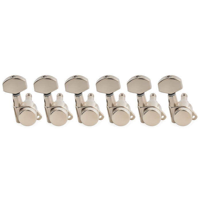 Musiclily Pro R15J 6-in-line 15:1 Ratio Full Sealed Locking Machine Heads Tuners Tuning Pegs Keys with Hex Button for Strat Tele Style Electric Guitar