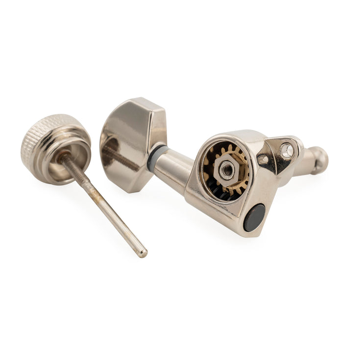 Musiclily Pro R15J Single 15:1 Ratio Full Sealed Locking Machine Head Bass Side Tuner Tuning Peg Key with Hex Button for Strat Tele Style Electric Guitar