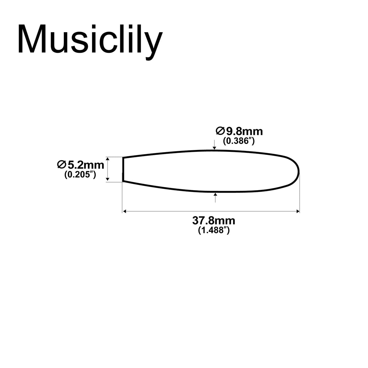Dimensions of musiclily pro plastic guitar tremolo arm tips whammy bar knobs for usa mexico strat style guitar mx1374 2p