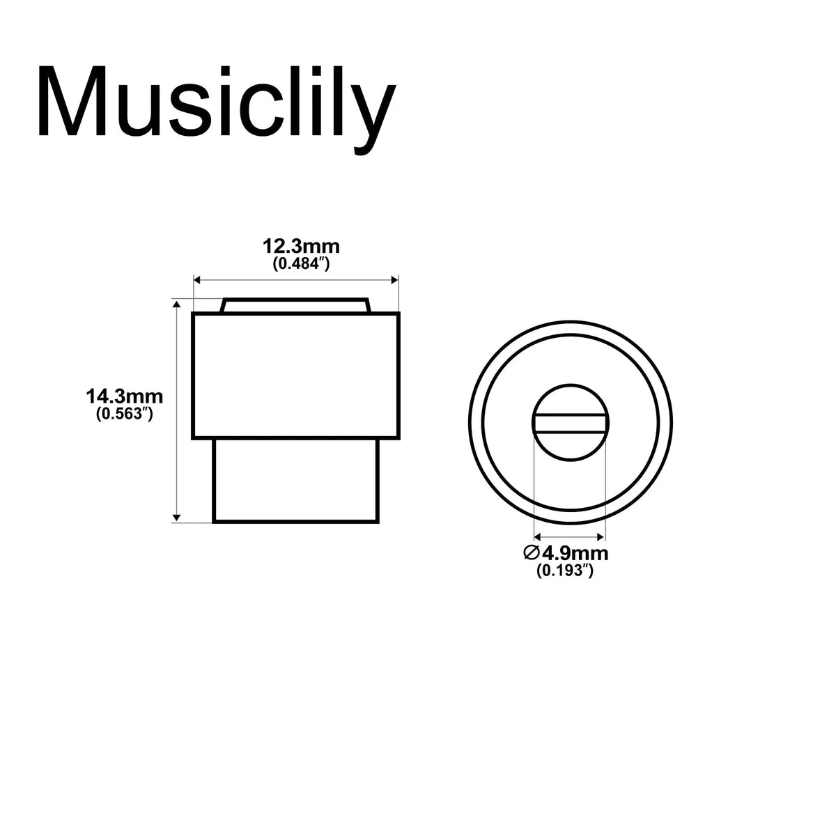 Dimensions of musiclily pro inch size guitar tl barrel switch tips 3 way pickup selector switch knobs for usa fender tele style mx1375 2p