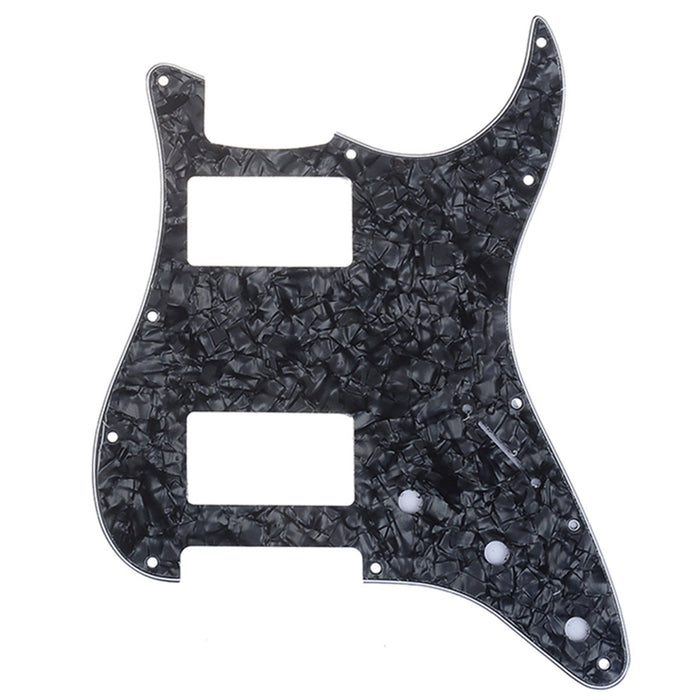 musiclily pro 11 hole hh guitar strat pickguard humbuckers for american mexican fender standard stratocaster modern style mx1379p, black pearl