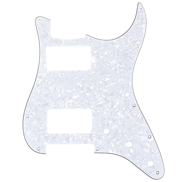 musiclily pro 11 hole hh guitar strat pickguard humbuckers for american mexican fender standard stratocaster modern style mx1379p, white pearl