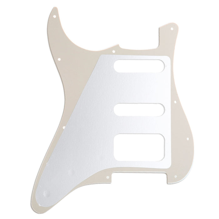 Musiclily Pro 11穴 ラウンドコーナー HSS STタイプピックガード USA/メキシコStratストラトギター用 3点止めオープンタイプのハムバッキングピックアップ 4プライ エイジドホワイトパール