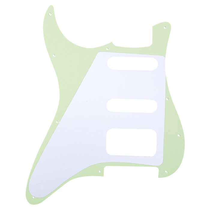 Musiclily Pro 11穴 ラウンドコーナー HSS STタイプピックガード USA/メキシコStratストラトギター用 3点止めオープンタイプのハムバッキングピックアップ 4プライ エイジドホワイトパール