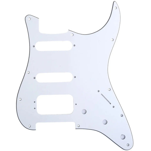 musiclily pro 11 hole round corner hss guitar strat pickguard for usa mexican strat 3 screw humbucking mounting open pickup 3ply 4ply mx1384p, white