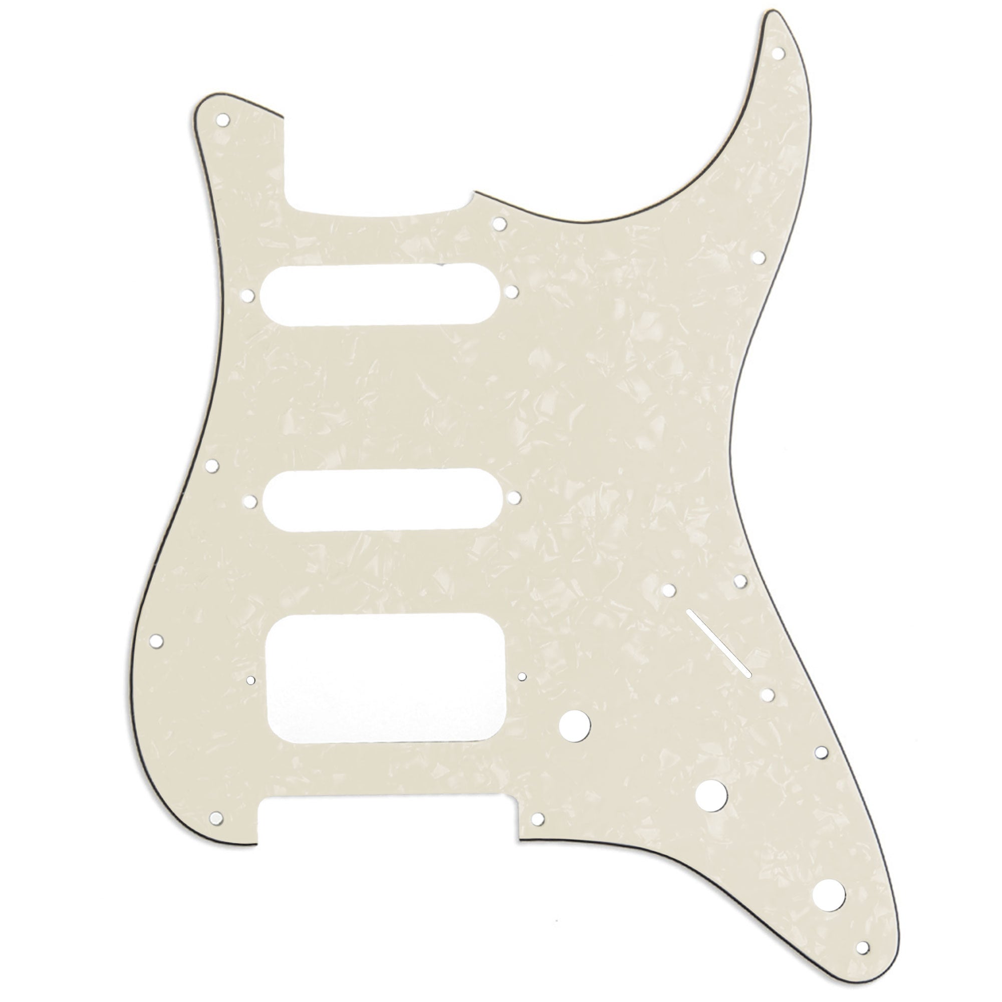 Musiclily Pro 11-Hole Round Corner HSS Guitar Strat Pickguard for USA/Mexican Strat 2-screw Humbucking Open Pickup