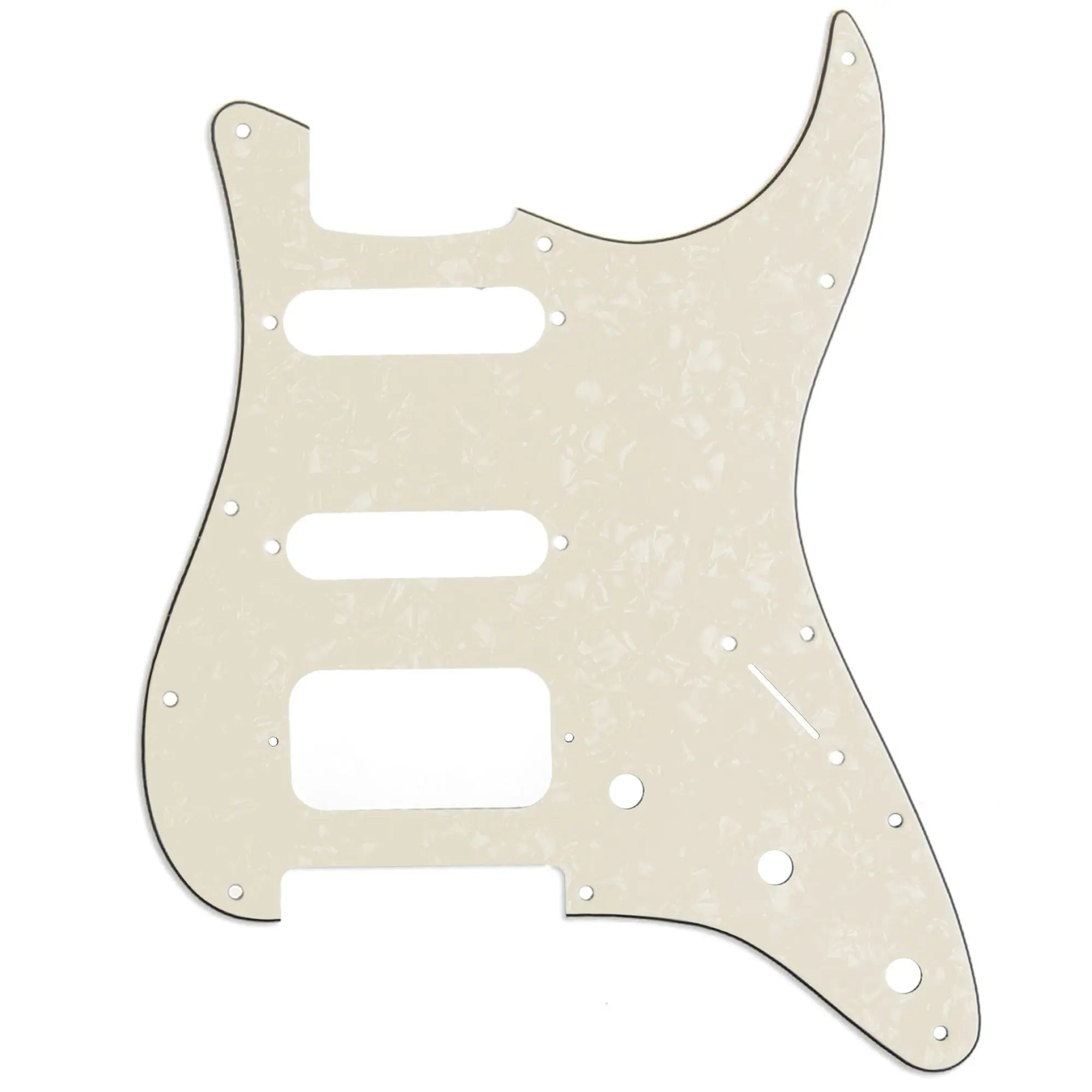 musiclily pro 11 hole round corner hss guitar strat pickguard for usa mexican strat 2 screw humbucking open pickup mx1385p, aged pear