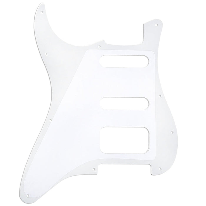 Musiclily Pro 11穴 ラウンドコーナー HSS STタイプピックガード USA/メキシコStratストラトギター用 2点止めオープンタイプのハムバッキングピックアップ 4プライ エイジドホワイトパール