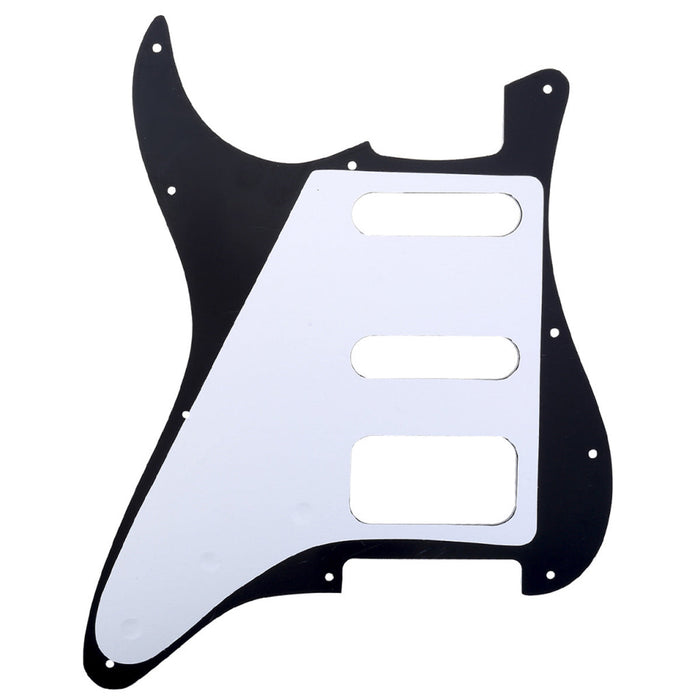 Musiclily Pro 11穴 ラウンドコーナー HSS STタイプピックガード USA/メキシコStratストラトギター用 2点止めオープンタイプのハムバッキングピックアップ 4プライ エイジドホワイトパール