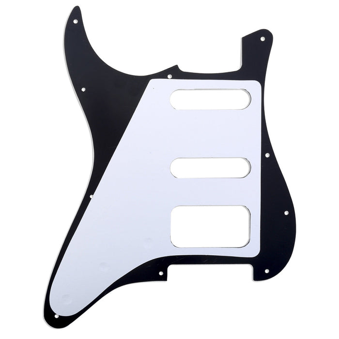 Musiclily Pro 11穴 ラウンドコーナー HSS STタイプピックガード USA/メキシコStratストラトギター用 2点止めオープンタイプのハムバッキングピックアップ 4プライ エイジドホワイトパール
