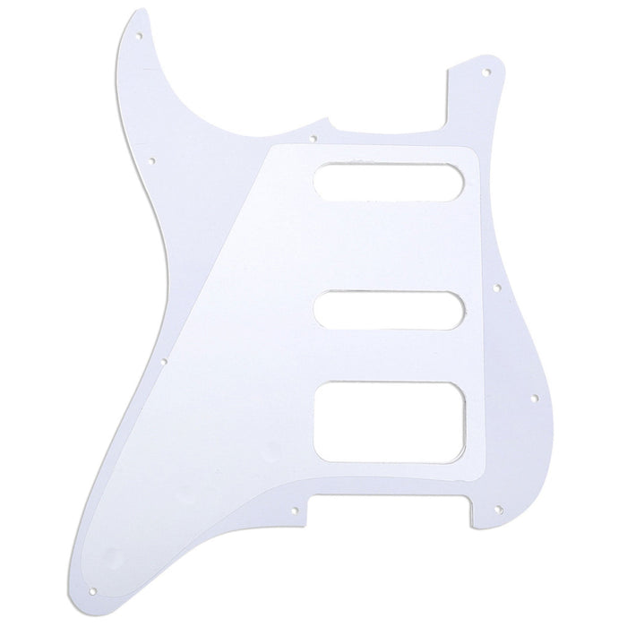 Musiclily Pro 11穴 ラウンドコーナー HSS STタイプピックガード USA/メキシコStratストラトギター用 2点止めオープンタイプのハムバッキングピックアップ 4プライ エイジドホワイトパール