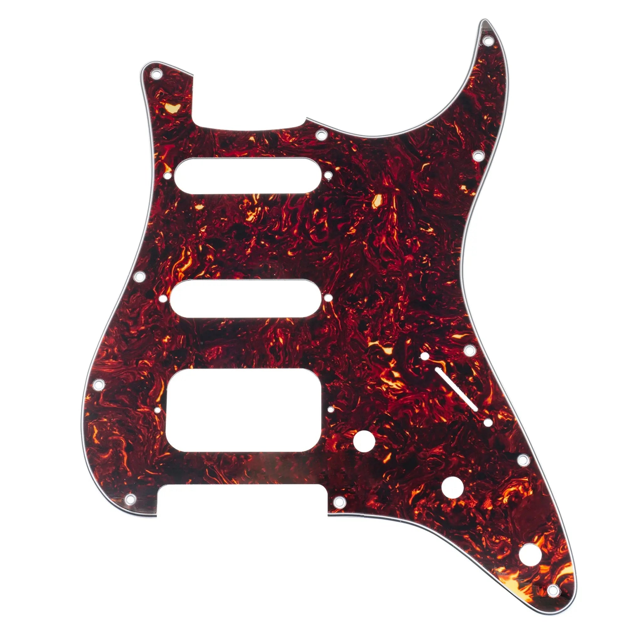 musiclily pro 11 hole round corner hss guitar strat pickguard for usa mexican strat 2 screw humbucking open pickup mx1385p, tortoise shell