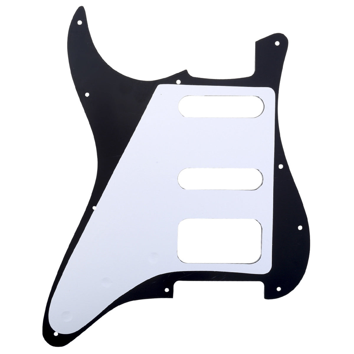 Musiclily Pro 11-Hole Round Corner HSS Guitar Strat Pickguard for USA/Mexican Strat 2-screw Humbucking Open Pickup