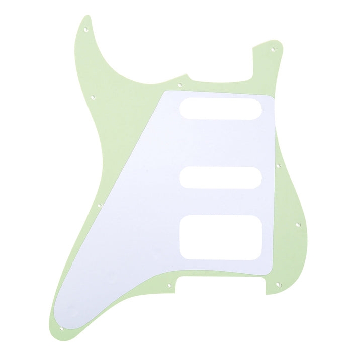 Musiclily Pro 11穴 ラウンドコーナー HSS STタイプピックガード USA/メキシコStratストラトギター用 2点止めオープンタイプのハムバッキングピックアップ 4プライ エイジドホワイトパール