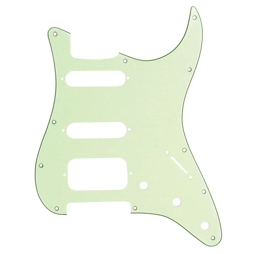 musiclily pro 11 hole round corner hss guitar strat pickguard for usa mexican strat 2 screw humbucking open pickup mx1385p, mint green