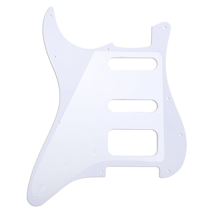 Musiclily Pro 11穴 ラウンドコーナー HSS STタイプピックガード USA/メキシコStratストラトギター用 2点止めオープンタイプのハムバッキングピックアップ 4プライ エイジドホワイトパール