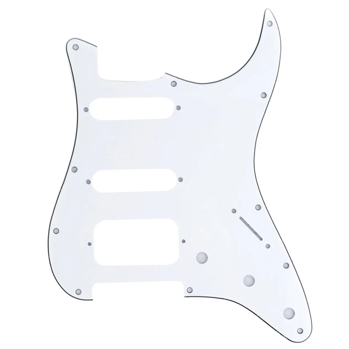 musiclily pro 11 hole round corner hss guitar strat pickguard for usa mexican strat 2 screw humbucking open pickup mx1385p, white