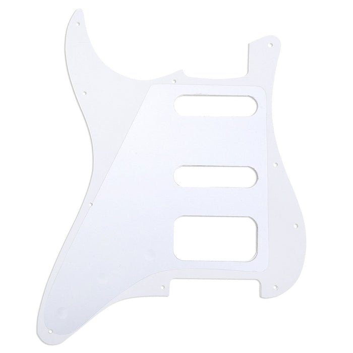 Musiclily Pro 11穴 ラウンドコーナー HSS STタイプピックガード USA/メキシコStratストラトギター用 2点止めオープンタイプのハムバッキングピックアップ 4プライ エイジドホワイトパール