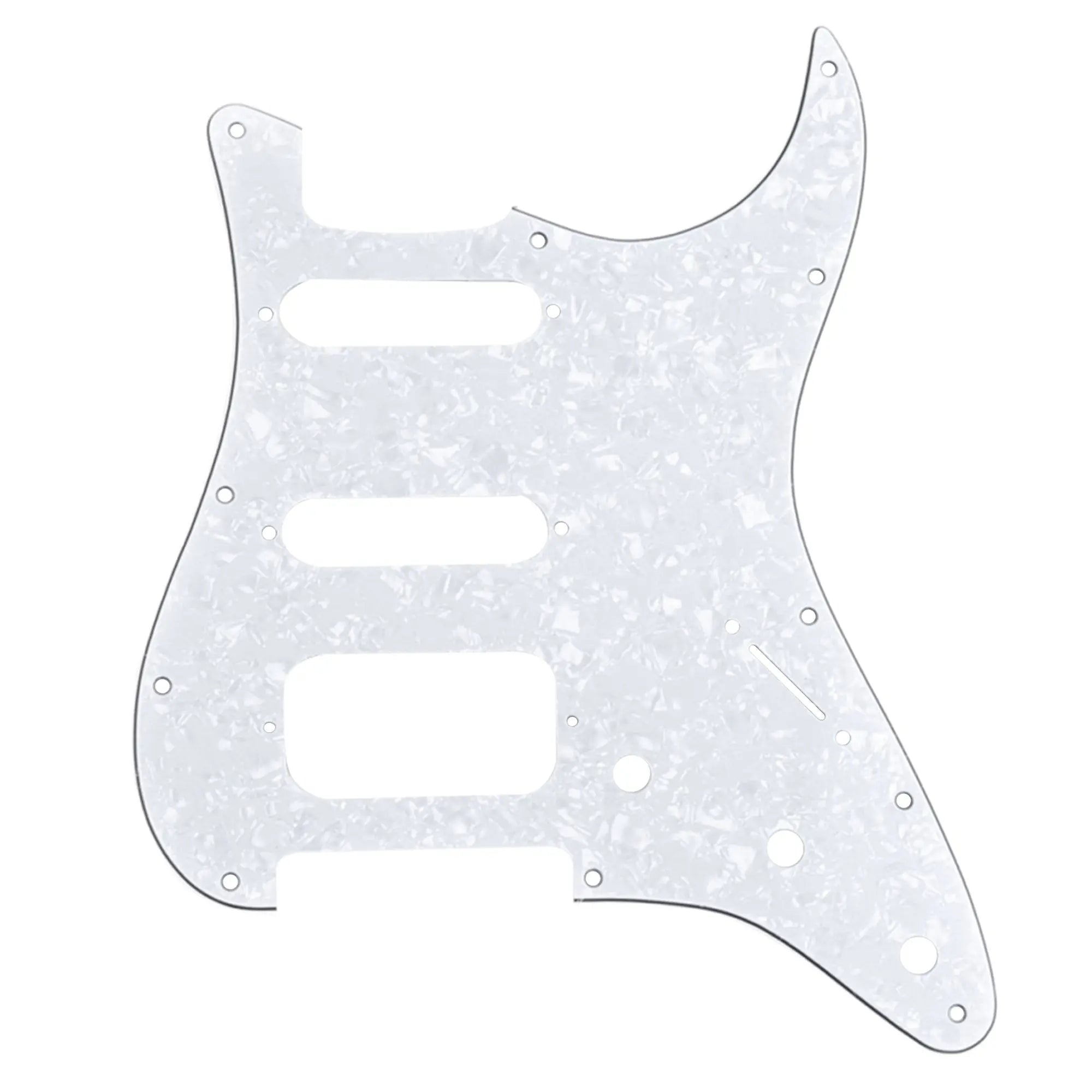 musiclily pro 11 hole round corner hss guitar strat pickguard for usa mexican strat 2 screw humbucking open pickup mx1385p, white pearl
