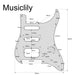 Dimensions of musiclily pro 11 hole round corner hss guitar strat pickguard for american mexican fender strat open pickup with floyd bridge cut mx1386p