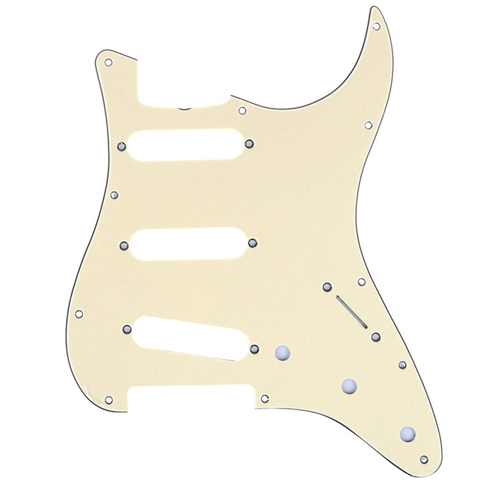 musiclily pro 11 hole 62 vintage style sss strat guitar pickguard for american stratocaster 62 3ply 4ply mx1387p cream
