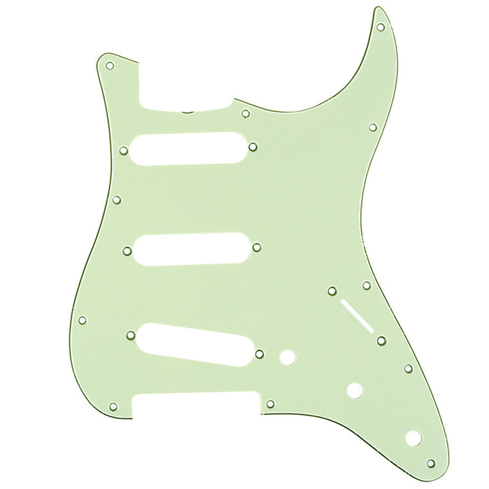 musiclily pro 11 hole 62 vintage style sss strat guitar pickguard for american stratocaster 62 3ply 4ply mx1387p, mint green