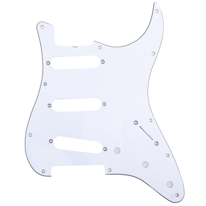 musiclily pro 11 hole 62 vintage style sss strat guitar pickguard for american stratocaster 62 3ply 4ply mx1387p, white