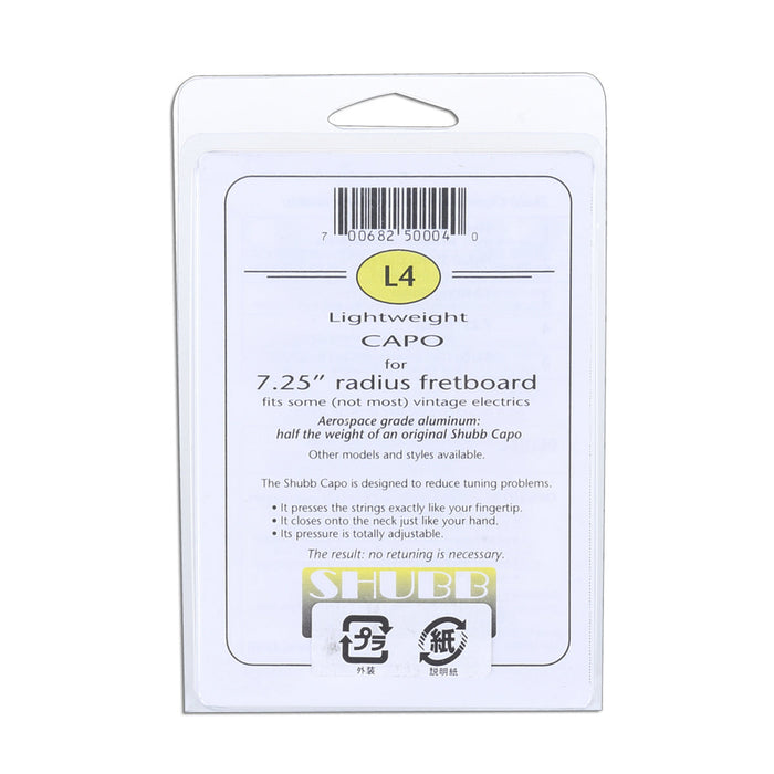 Shubb L4 Capo for 7.25 Radius Fretboard, Lite Aluminum Chrome