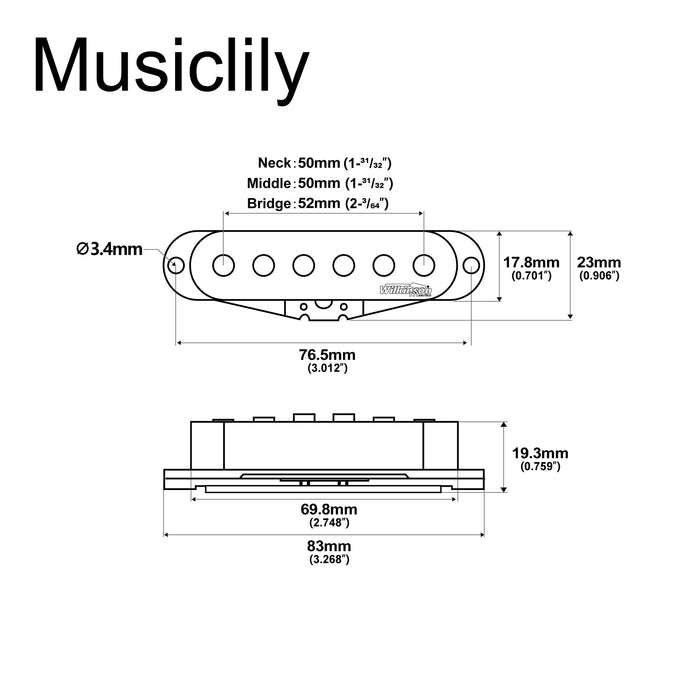 Wilkinson M Series LOW GAUSS Vintage Tone Single Coil Pickups MX1501 MX1502 MX1503 Wiring Diagram
