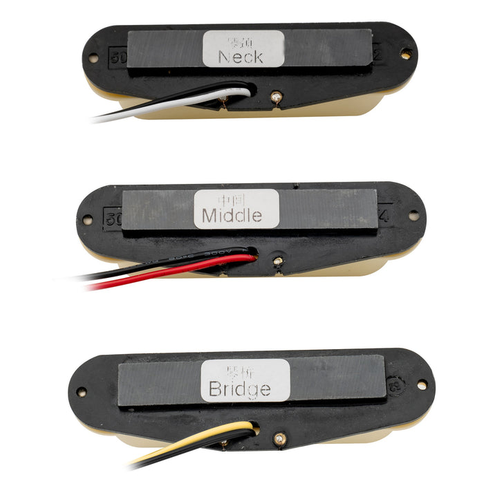 wilkinson m series low gauss vintage tone ceramic single coil pickups set for strat style guitar mx1501bkmx1502bkmx1503bk, mint ivory color