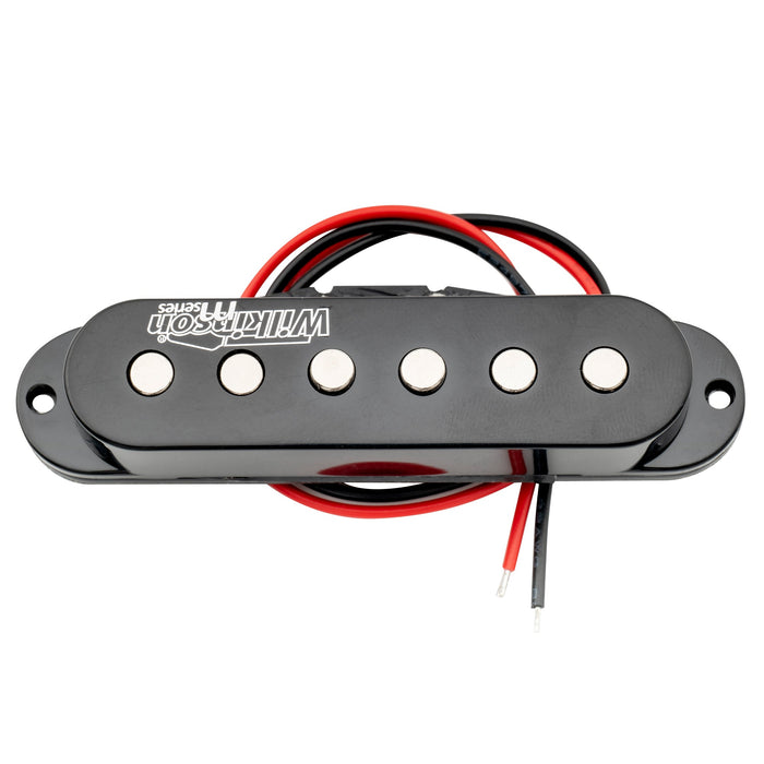 detail of wilkinson m series low gauss vintage tone ceramic single coil pickup for strat style guitar middle mx1502bk