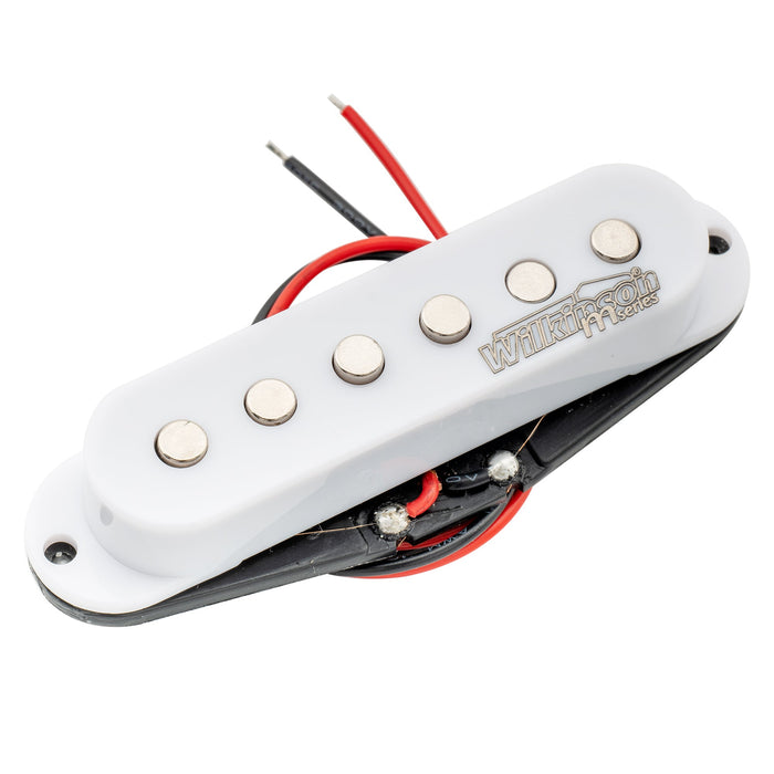 wilkinson m series low gauss vintage tone ceramic single coil pickup for strat style guitar middle mx1502bk, white
