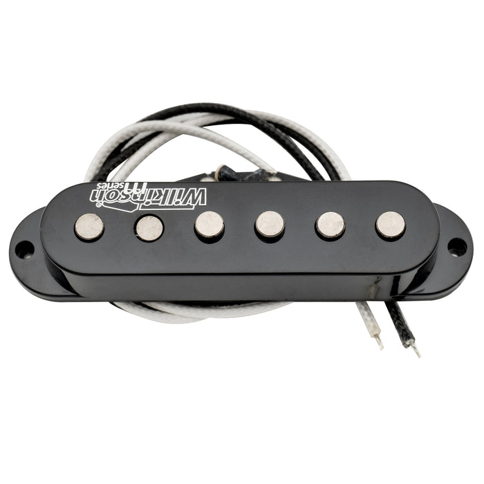 detail of wilkinson m series vintage tone alnico 5 staggered single coil neck pickup for strat style electric guitar mx1504bk
